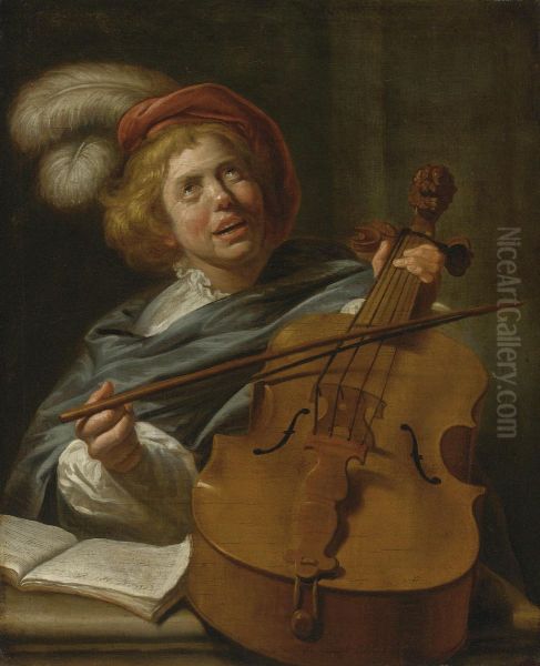 Cello Player Oil Painting by Judith Leyster