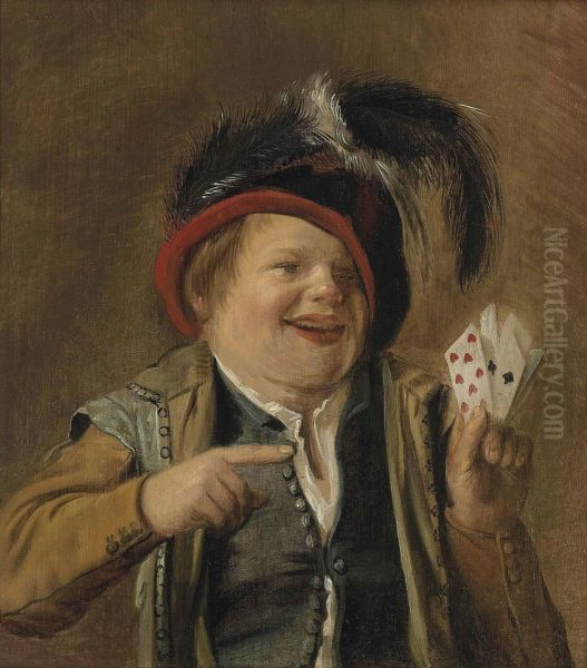 A Card Player Oil Painting by Judith Leyster