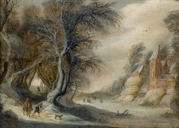 Chasseurs Dans Un Paysage D'hiver Oil Painting by Gijsbrecht Leytens