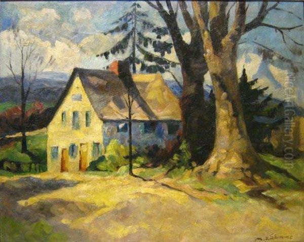 Coin De Village A Cheneux Oil Painting by Modeste Jean Lhomme