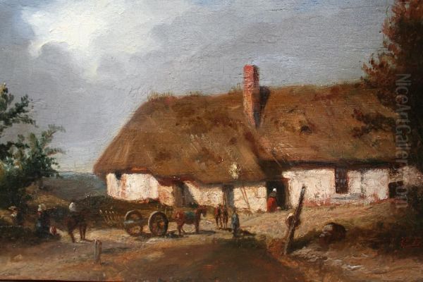 Cour De Ferme Oil Painting by Charles Marie Lhuillier