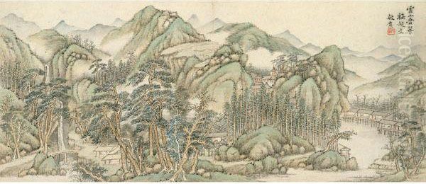 Landscape In Ancient Styles Oil Painting by Zhou Li