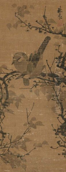 Birds On Tree Branches Oil Painting by Lin Liang