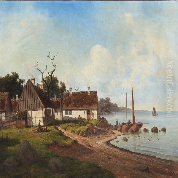 Summer Idyll Along The Coast Of Northern Zealand, Denmark Oil Painting by Georg Emil Libert