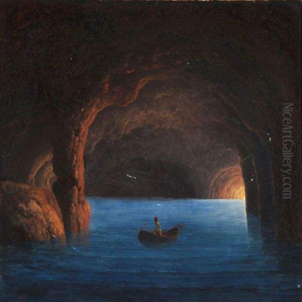 The Blue Grotto, Italy Oil Painting by Georg Emil Libert