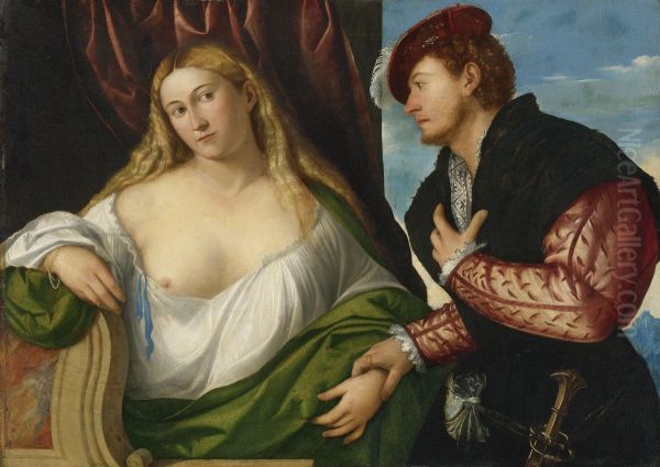 Woman Visited By Her Lover Oil Painting by Bernardino Licinio