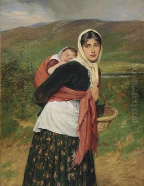 Returning From Market Oil Painting by Charles Sillem Lidderdale