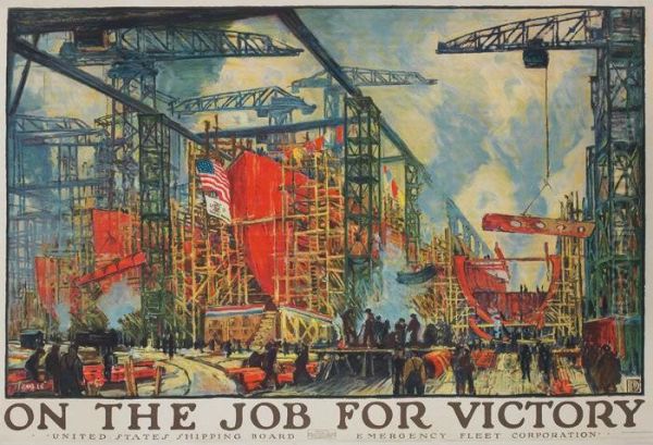 On The Job For Victory Oil Painting by Jonas Lie