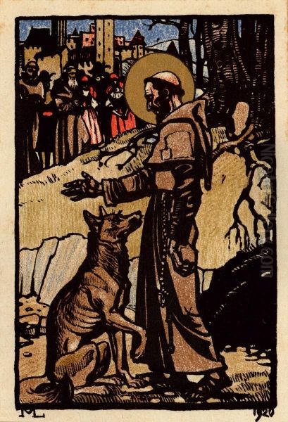 Franz Von Assisi Mit Dem Wolf Von Gubbio Oil Painting by Maximilian Liebenwein