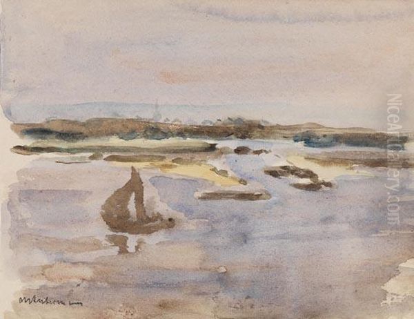 Seestuck Mit Segelboot by Max Liebermann