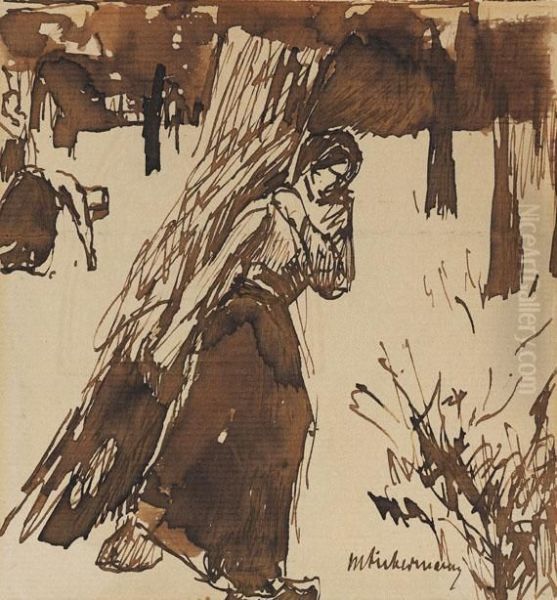 Reisigsammlerinnen Im Wald Oil Painting by Max Liebermann