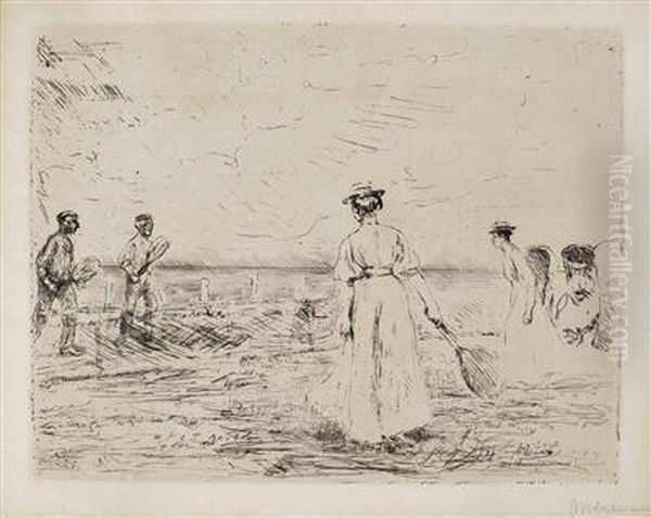 Federballspieler Am Strand Oil Painting by Max Liebermann