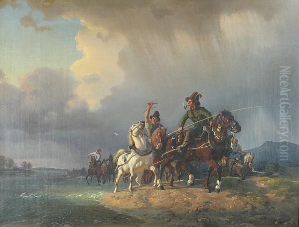 Farmer's Horses Oil Painting by Karl Lieske