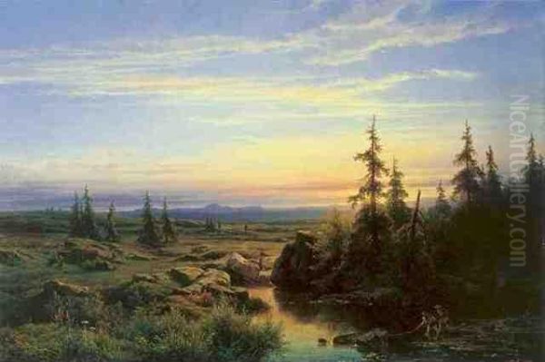 Abendstimmung Im Oberbayerischen Hochmoor Oil Painting by Karl Lieske