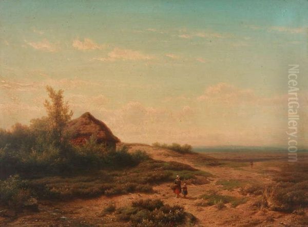 Duinenlandschap Met Reizigers Bij Hut Oil Painting by Cornelis Lieste