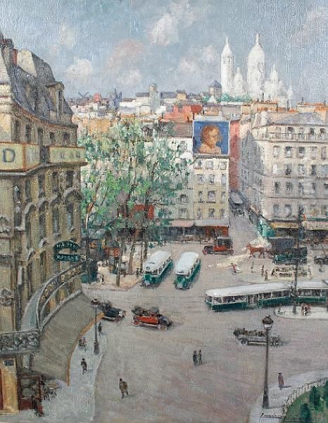 La Place Pigalle Oil Painting by Lucien Lievre