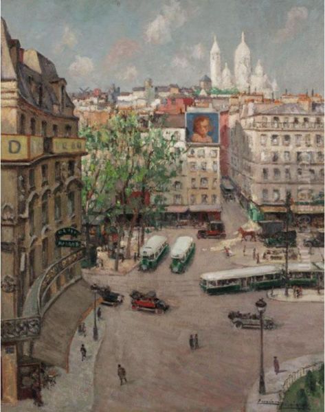 Vue De La Place Pigalle En Printemps Oil Painting by Lucien Lievre