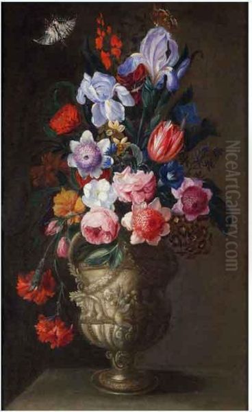 Vaso Fiorito Oil Painting by Bartolomeo Ligozzi