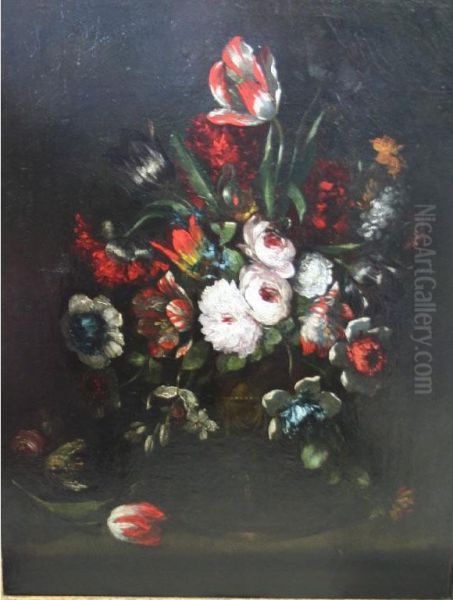 An Urn Of Mixed Flowers Oil Painting by Bartolomeo Ligozzi