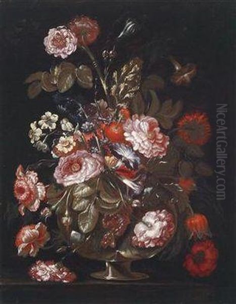 A Floral Still Life Oil Painting by Bartolomeo Ligozzi