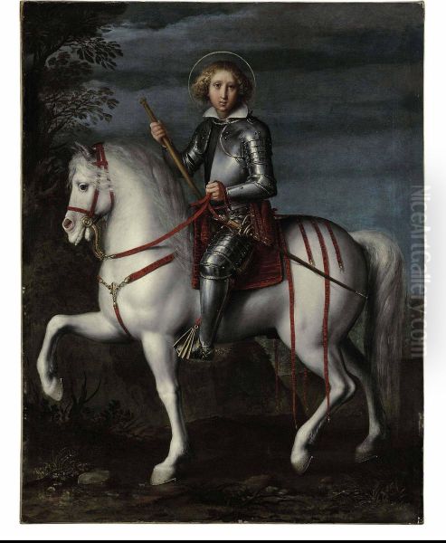 An Equestrian Portrait Of Saint Louis Of France Oil Painting by Giacomo (or Jacopo) Tarchiani