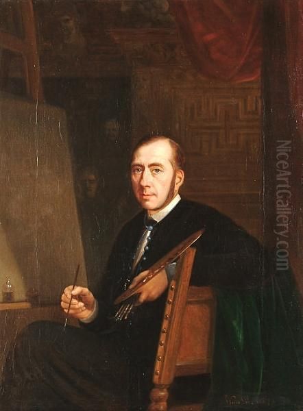 Self Portrait Before His Easel by J. Van Lil