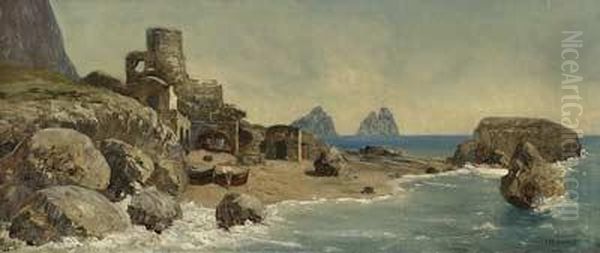 Strand Auf Capri Oil Painting by Johann Heinrich Limpert