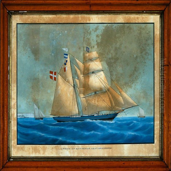 Ship Portrait Of The Danish Brig Amelia Of Bandholm Oil Painting by Andreas Lind