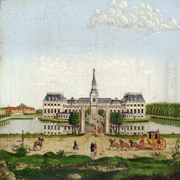 View Of Hirschholm Castle As It Looked When The Queenmother Sophie Magdalene Lived There Oil Painting by Christian Georg Lind