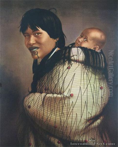 Ana Rupene & Child Oil Painting by Gottfried Lindauer