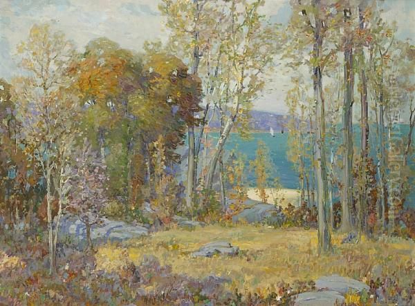 Coastal View Through The Trees Oil Painting by Ossip L. Linde