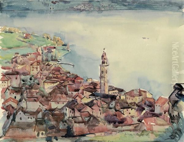 Norditalienische Hafenstadt Oil Painting by Heinrich Linde-Walther