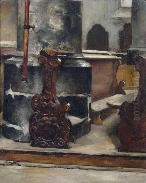 Church Interior. Oil Painting by Hermann Lindenschmit