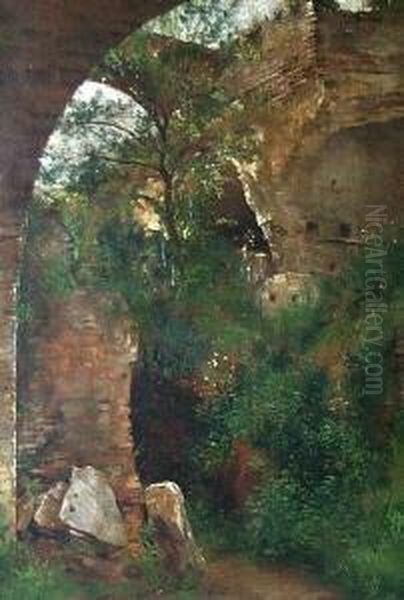 Blick In Eine Ruine Oil Painting by Hermann Lindenschmit