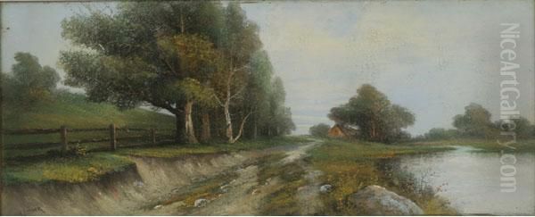 Summer Landscape With Country Road Oil Painting by Harry Linder