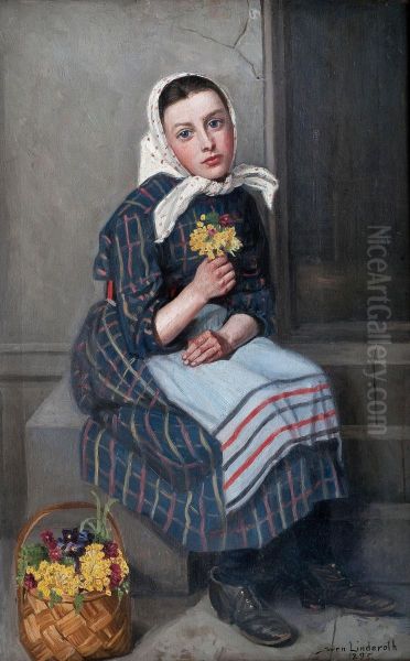 A Girl Oil Painting by Sven Linderoth