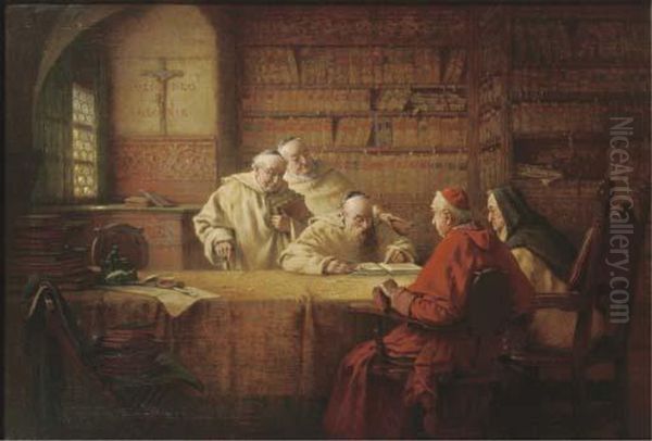 In The Monastic Library Oil Painting by Richard Linderum