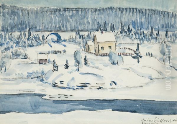 Aview Of Lapland Oil Painting by Anton Lindforss