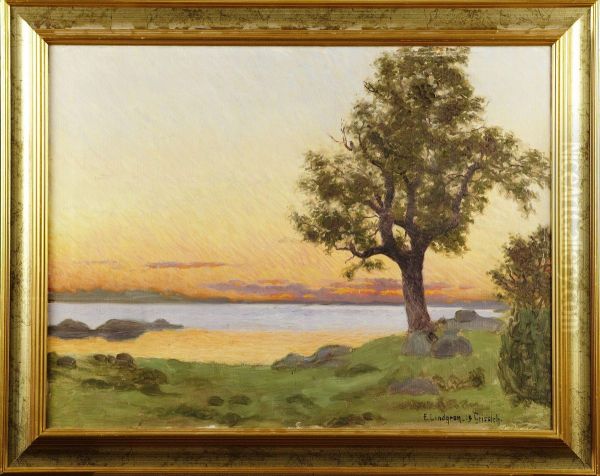 Kustmotivfran Grisslehamn Oil Painting by Emil Lindgren