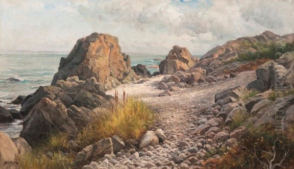 Coastal Landscape Oil Painting by Berndt Adolf Lindholm