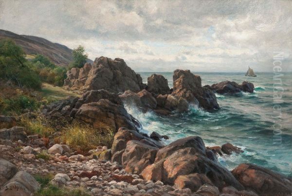 Rays Of Light On The Shore Oil Painting by Berndt Adolf Lindholm