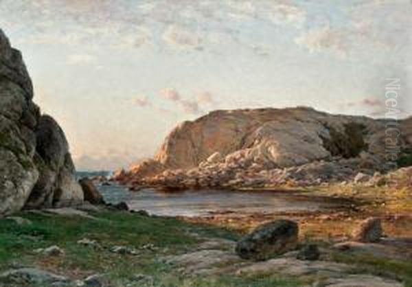 Cliffs On The Coast Oil Painting by Berndt Adolf Lindholm