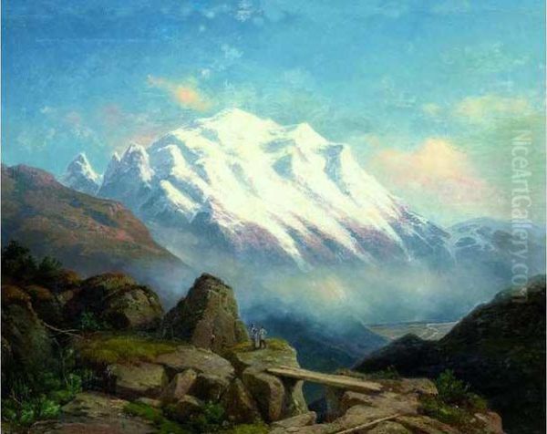 Vue Sur Le Mont-blanc Oil Painting by Johann Wilhelm Lindlar