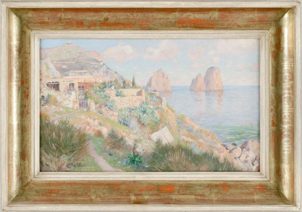 Coastal Scene From Capri Oil Painting by Axel Lindman