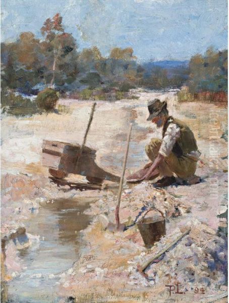 Fossicking For Gold Oil Painting by Percival Ch., Percy Lindsay