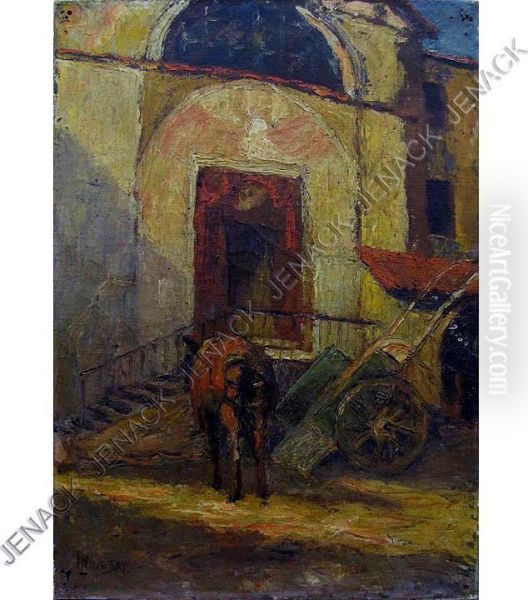 Stable Scene Oil Painting by Robert Henry Lindsay