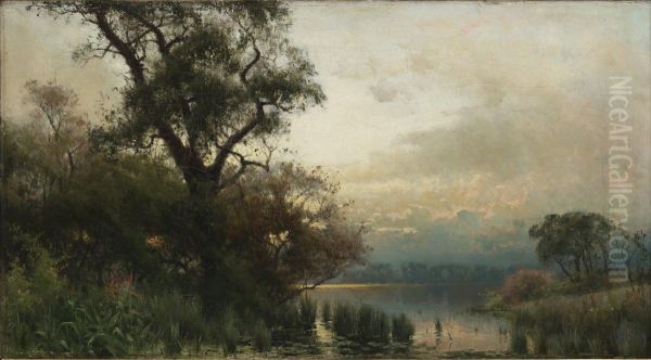 Insjolandskap Oil Painting by Arvid Mauritz Lindstrom