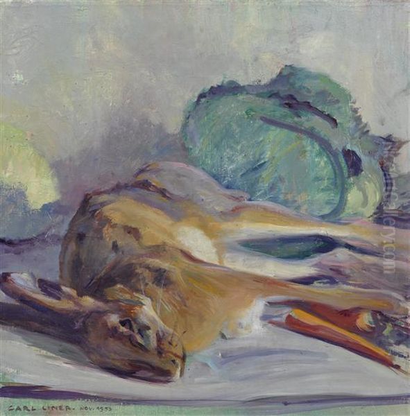 Still Life With Hare Oil Painting by Carl August Liner