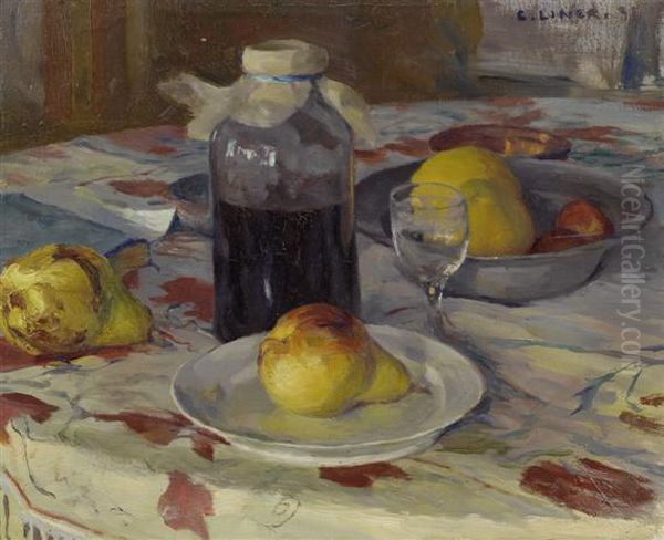 Breakfast Still Life Oil Painting by Carl August Liner