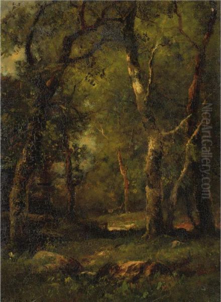 A Sunny Day In The Woods Oil Painting by Charles Linford